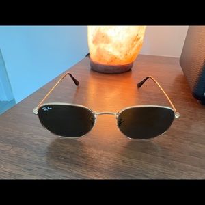 Hexagonal Gold/G-15 Green Raybans. Made in Italy. 51mm lens.